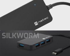 Natec Silkworm USB hub, 4xUSB-A, 1xUSB-C