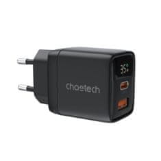 Choetech PD6052 GaN polnilnik USB / USB-C 35W, črna