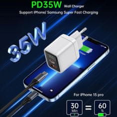 Choetech PD6052 GaN polnilnik USB / USB-C 35W, bela