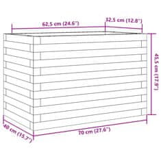 Vidaxl Vrtno cvetlično korito belo 70x40x45,5 cm trdna borovina