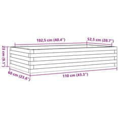 Vidaxl Vrtno cvetlično korito voščeno rjavo 110x60x23 trdna borovina