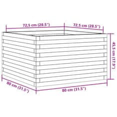 Vidaxl Vrtno cvetlično korito belo 80x80x45,5 cm trdna borovina