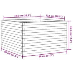 Vidaxl Vrtno cvetlično korito voščeno 80x80x45,5 cm trdna borovina