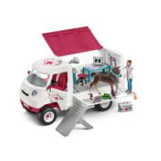 Schleich Schleichova mobilna veterinarska ambulanta s kobilo in groomerjem