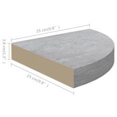 Vidaxl Kotne stenske police 2 kosa betonsko sive 25x25x3,8 cm MDF