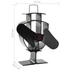 Vidaxl Ventilator za kamin na toploto z 2 kriloma črn