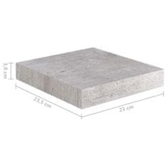 Vidaxl Stenska polica betonsko siva 23x23,5x3,8 cm MDF