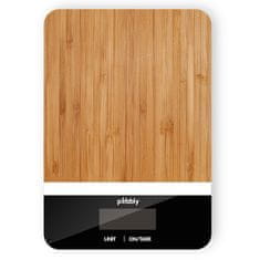 Pebbly Kuchyňská váha , PEB-BRN, elektronická, bambus, digitální displej, 2 x CR2032