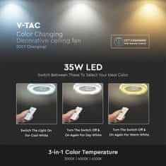 V-TAC  LED plafonjera 45W+ventilator CCT 3000lm 60cm IP20 