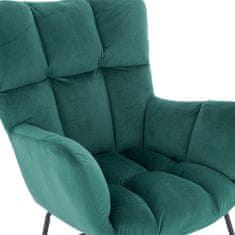 KONDELA Dizajnerski gugalni stol Kemaro - smaragdno / črno / naravno