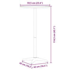 Vidaxl Zunanja barska miza nastavljiva Ø59,5x70/114,5 cm aluminij