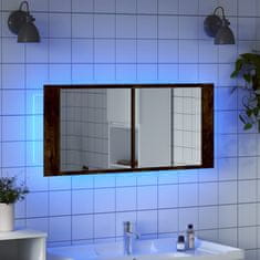 Vidaxl LED kopalniška omarica z ogledalom dimljeni hrast 100x12x45 cm