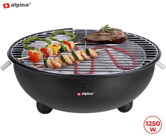 Alpina BBQ električni žar, 1250 W, zunanja+notranja uporaba