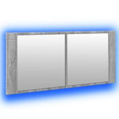 Vidaxl LED kopalniška omarica z ogledalom siva sonoma 100x12x45 cm