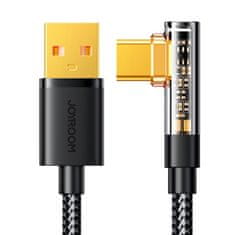 PRO Nagnjen kabel USB-C - USB za hitro polnjenje in prenos podatkov 3A 1,2 m črn