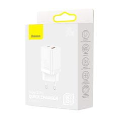 BASEUS Hitri polnilec USB-C 30W PD QC Super Si Pro white