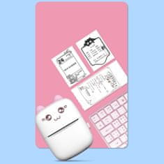 HURTEL Mini Cat termični tiskalnik nalepk prenesite iz telefona Bluetooth Fun Print pink