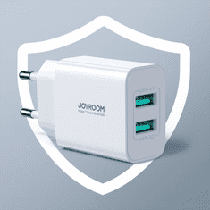 Joyroom Polnilec 2x USB-A 10,5W 2,1A bele barve