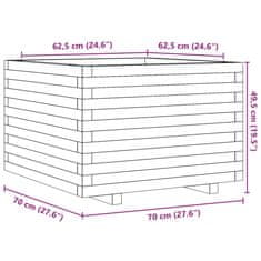 Vidaxl Vrtno cvetlično korito belo 70x70x49,5 cm trdna borovina