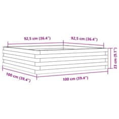 Vidaxl Vrtno cvetlično korito voščeno rjavo 100x100x23 cm borovina