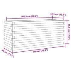 Vidaxl Vrtno cvetlično korito voščeno 110x40x45,5 cm trdna borovina