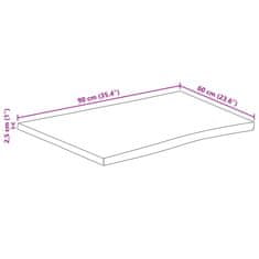 Vidaxl Mizna plošča 90x60x2,5 cm naraven rob trden mangov les