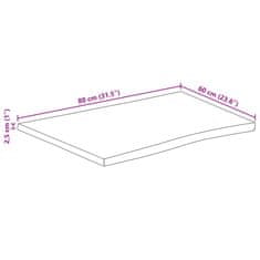 Vidaxl Mizna plošča z naravnim robom 80x60x2,5 cm trden robusten mango