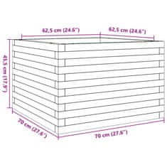 Vidaxl Vrtno cvetlično korito belo 70x70x45,5 cm trdna borovina