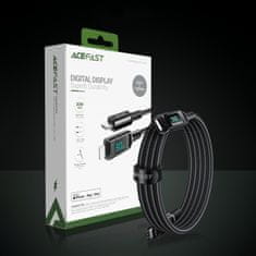 AceFast Pleteni kabel z LED ščitnikom USB-C 100W 20V 5A 2m črn