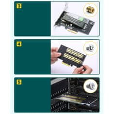PRO Razširitvena kartica PCIe 3.0 x4 adapter, dodatni dve reži za SSD M.2 M-Key in M.2 B-Key