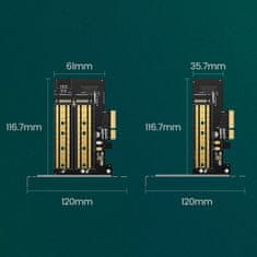PRO Razširitvena kartica PCIe 3.0 x4 adapter, dodatni dve reži za SSD M.2 M-Key in M.2 B-Key