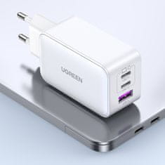 Ugreen GaN 65W hitri polnilec USB-A / 2x USB-C bele barve