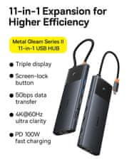 Noah 11v1 HUB adapter USB-C USB-A / PD / HDMI / DP / RJ-45 / SD / TF črn