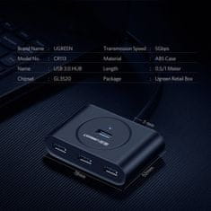 Ugreen Razdelilnik vrat USB HUB na 4x USB 3.2 kabel 0,5 m črn