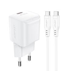 Noah Mini polnilec PD 30W GaN + kabel USB-C bele barve