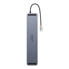 BASEUS 12v1 HUB stojalo za prenosnike USB-C USB-A DP HDMI SD TF RJ45 3,5-milimetrski priključek PD 100W siva