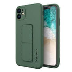 WOZINSKY Silikonski ovitek s stojalom iPhone 12 Kickstand Case temno zelen