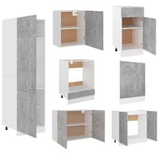 Vidaxl Komplet kuhinjskih omaric 7-delni betonsko siv inženirski les