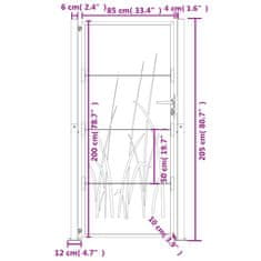 Vidaxl Vrtna vrata antracitna 105x205 cm jeklena dizajn trave