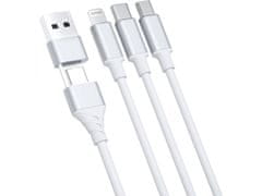 3MK 3mk Hyper Cable 3in1 White - Kabel USB-A/USB-C do USB-C/Micro/Lightning 1.5m 
