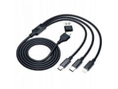 3MK 3mk Hyper Cable 3in1 Black - Kabel USB-A/USB-C do USB-C/Micro/Lightning 1.5m 