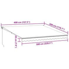 Vidaxl Ročno zložljiva tenda rjava 400x300 cm