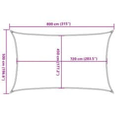 Vidaxl Senčno jadro 160 g/m² črno 5x8 m HDPE