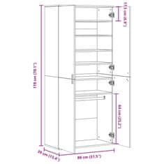 Vidaxl Omara za čevlje betonsko siva 80x39x178 cm iverna plošča