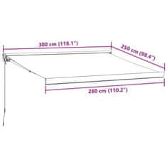 Vidaxl Zložljiva tenda antracit in bela 3x2,5 m blago in aluminij