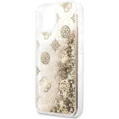 Guess Originalni IPHONE 13 MINI 5,4" trdi ovitek Peony Liquid Glitter GUHCP13SLGPEGO zlato