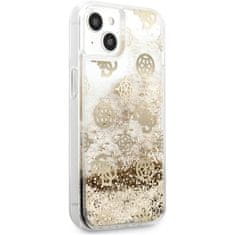 Guess Originalni IPHONE 13 MINI 5,4" trdi ovitek Peony Liquid Glitter GUHCP13SLGPEGO zlato