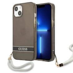 Guess IPHONE 13 MINI Guess trdi etui prosojni Stap (GUHCP13SHTSGSK) črn