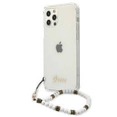 Guess Originalni trdi ovitek za IPHONE 12 PRO MAX Guess White Pearl (GUHCP12LKPSWH) transparenten