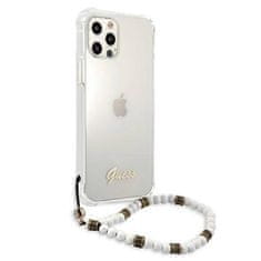 Guess Originalni trdi ovitek za IPHONE 12 PRO MAX Guess White Pearl (GUHCP12LKPSWH) transparenten